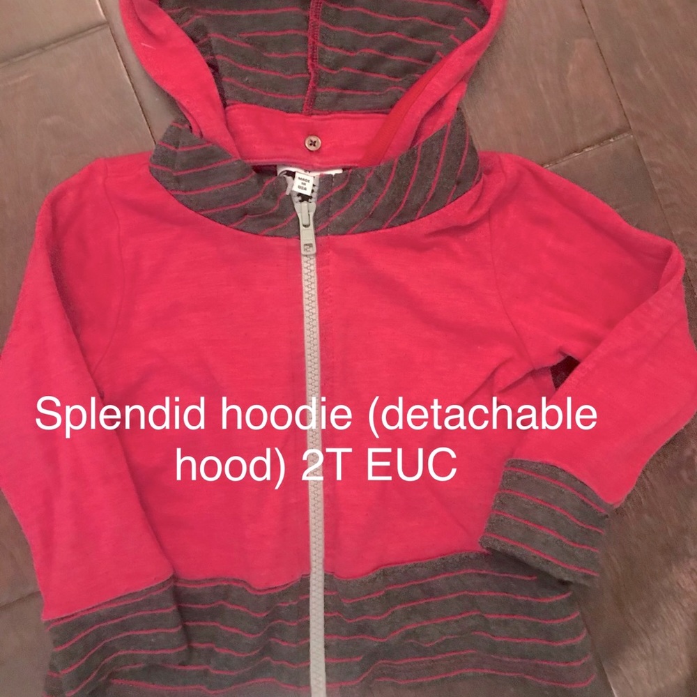 Pink splendid hoodie detachable hood zip up 2T